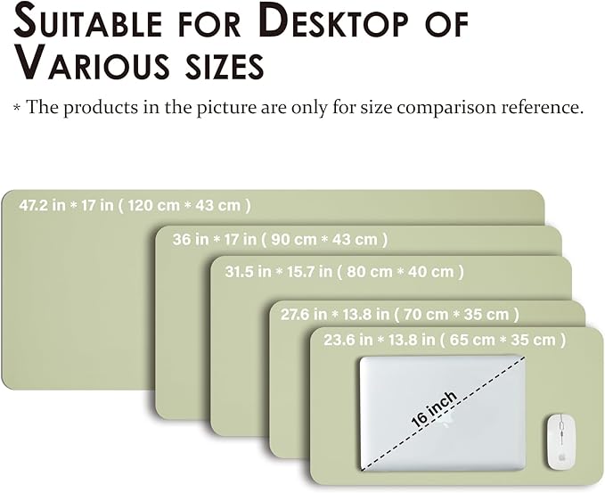 Leather Desk Mat - Non-Slip PU Desk Pad for Office and Home - Desk Organization and Accessories - Ideal for Large Mouse Pad and Desk Mats on Top of Desks (Light Green,27.6"x 13.8")