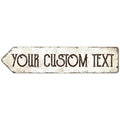 Rustic Custom Sign, Personalized Left Directional Metal Composite Street Sign for Indoor and Outdoor Use 4x18 Inches, ACM Made in The USA