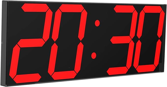 LED Large Digital Wall Clock, Oversize Wall Clock with 6” Numbers, Remote Control Count up/Countdown Timer Clock, Auto Dimmer, Big Calendar and Thermometer(Red)