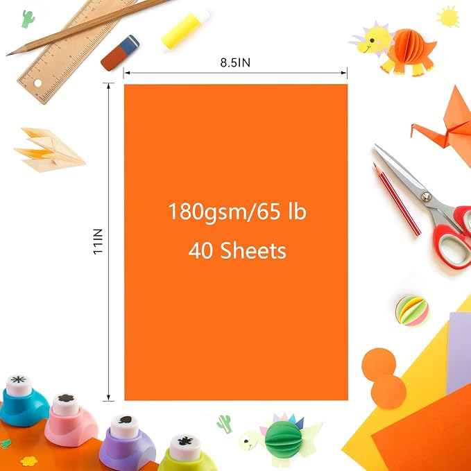 Card Stock Bulk 40 Sheets 8.5 x 11 Inches, 180GSM Kraft Brown Construction Paper, Thick 65lb Craft Paper for Scrapbooking, Gift, DIY Crafts, Card Making, School Classroom & Office(Cow)