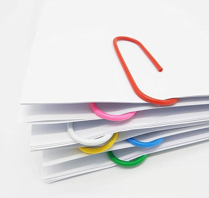 Vinaco Paper Clips Colorful, 400PCS Medium and Jumbo（1.3 inch & 2 inch） Paper Clips, Durable and Rustproof, Coated Large Paperclips Great for Office School Document Organizing (Multicolored)