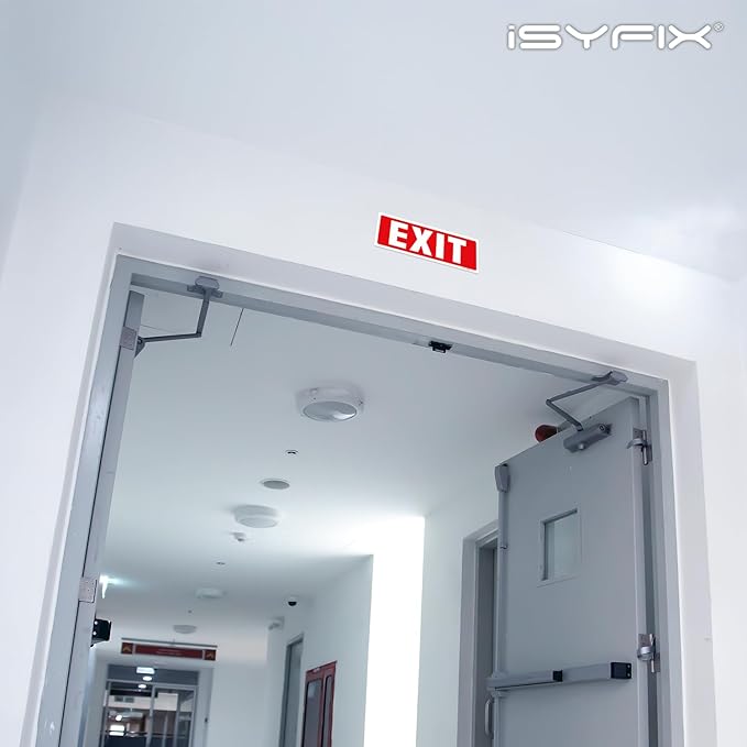 iSYFIX Exit Signs Stickers – 2 Pack 12x4 Inch – Premium Self-Adhesive Vinyl, Laminated for Ultimate UV, Weather, Scratch, Water and Fade Resistance, Indoor and Outdoor