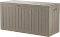 PATIOEASY Outdoor Storage Box 80GAL Waterproof Resin Deck Box,UV-Resistant Lockable Delivery Bin for Garden Tools,Small Outside Cushions,Pool Accessories Supplies,Chest,Furniture,Package,Grey