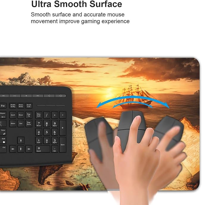 CANFLASHION Gaming Mouse Pad,Large Mouse Pads for Desk,Non-Slip Rubber Base Extended Mousepad,XXL Keyboard Mouse Mat,Computer Keyboard Desk Pad with Stitched Edges,35.4x15.8inch,Antique World Map
