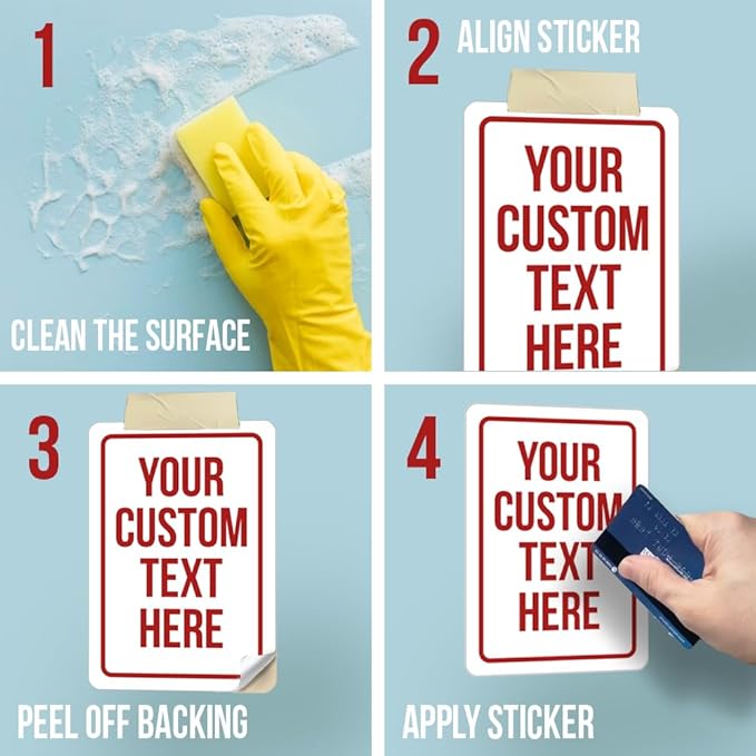 Custom Sign Sticker, Personalized Signs for Office, Business, Workplace, Warehouse, Airbnb, Warning Label, Delivery Red Border Signs, 7x10 Inches, Waterproof, Hazard Information, Made in USA (Multi-color, 7 x 10" Decal Stickers)