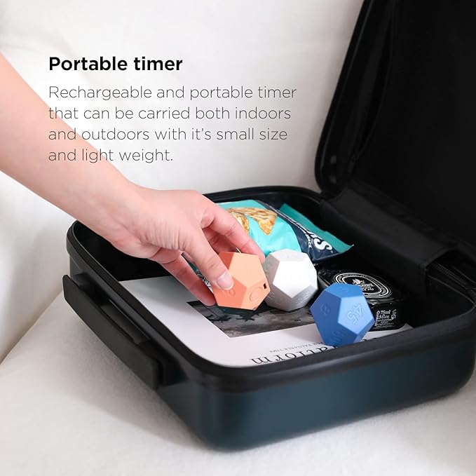 Mooas Dodecagon Time Ball Rechargeable Mini Timer (Blue), 11 Preset Times, Desk Productivity, Pomodoro, Sound/Vibrate/Mute, ADHD, Workout, Study, Cooking