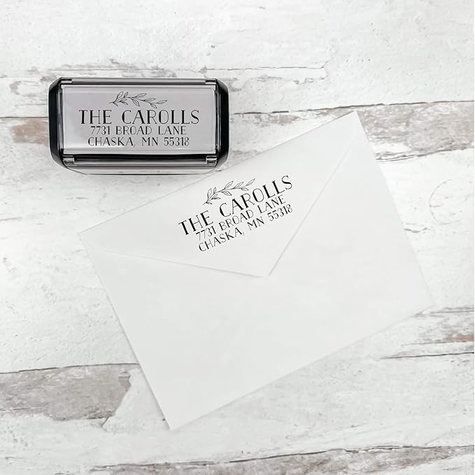 Self Inking Modern Address Stamps | Custom Return Address Stamper (Bold Branch, Xtra Wide)