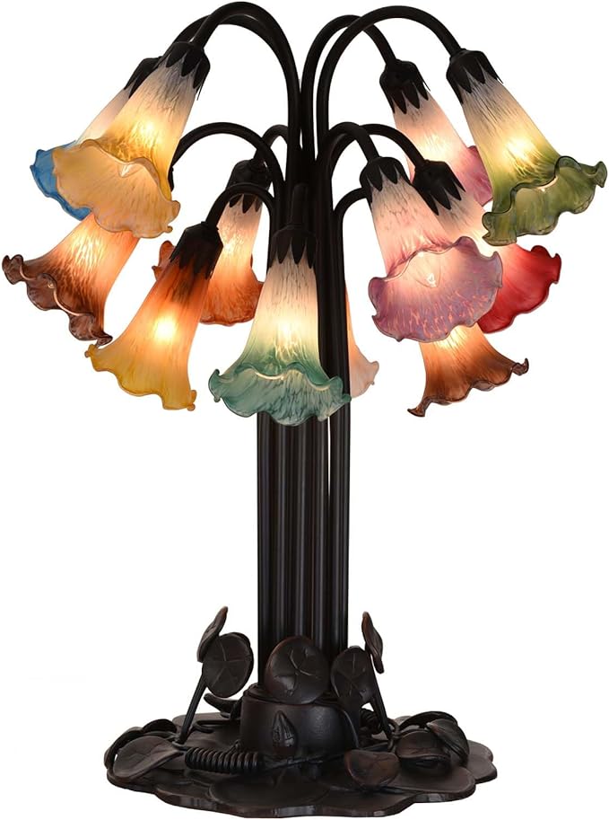 Bieye LS15S Lily Flower Blown Glass Lampshade (Yellow Green, Opening I.D. 0.87" x O.D. 1")