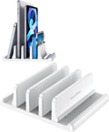 Vaydeer 3-Slot Vertical Laptop Stand Made of Premium ABS Plastics 5 in 1 Design Space-Saving Adjustable Desk Organizer for All MacBook/Chromebook/Surface (White)