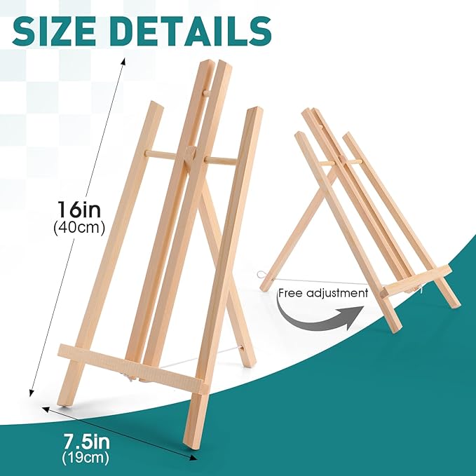 ESRICH 2Pack16in Tabletop Easel,Tabletop Easel for Painting Party, Wooden Tabletop Display Easels,Painting Easel for Displaying Canvases, Photos, Display Tripod Holder Stand for Students Kids