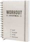 Nextnoid Hardcover Fitness Planner Workout Journal for Men & Women - A5 Sturdy Workout Book Log to Track Gym & Home Workouts - Beige