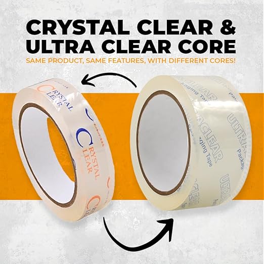 WOD CST22CC Crystal Clear See-Through Packing Tape – 1 inch x 110 yds. for Carton Sealing Mailing, Shipping, and Protection, Label Covering, Lamination, and Outdoor Uses.