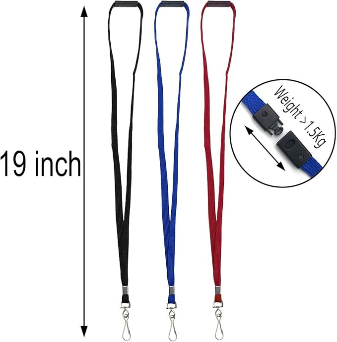 Bird Fiy Lanyards Safety Black Lanyards Neck Flat Premium Breakaway Badge Lanyard with J-Hook for ID Nametag Badge Holder (Green, 25 PCS)