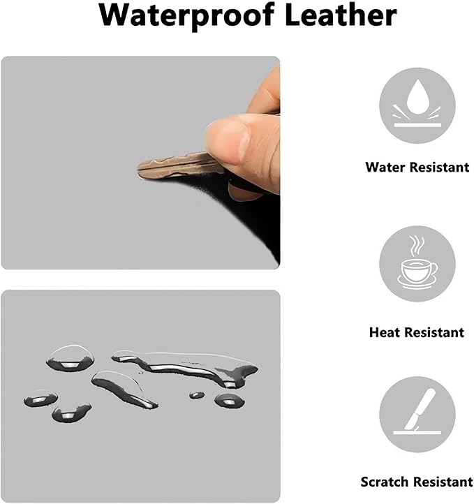 PU Leather Desk Pad Protector Gaming Mouse Pad Non Slip Desk Mat for Keyboard and Mouse Waterproof Desk Writing Pad for Office and Home Desk Accessories(Gray, 35.4 * 17.7)