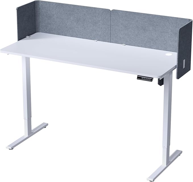 ERGO COLLECT Desk Privacy Panel,2PCS L-Shaped Clamp-On Office Desk Divider,2-in-1 Adjustable Acoustic Desktop Partition Or Under Desk Modesty Screen,for Office,Home,Felt (Grey, 47.2" x 15.7")