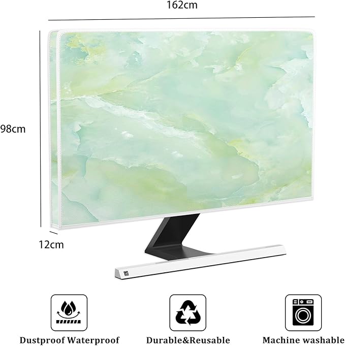 Baocicco Sage Green Marble Waterproof TV Dust Cover 70 Inch Anti-Static Dustproof Abstract Creative Desige Television Accessories TV LCD Screen Texture TV Decoration for Tablet