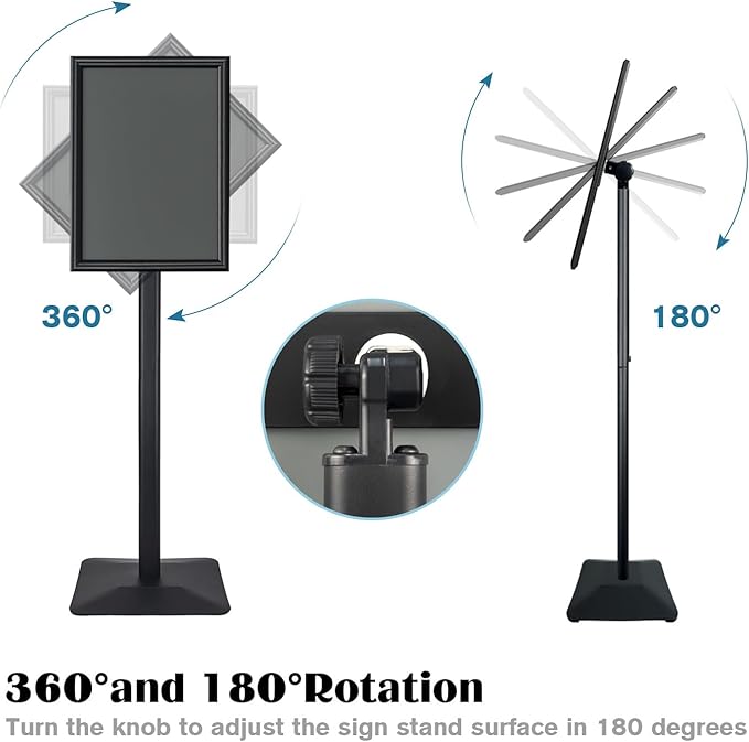Golemas Sign Stand for Display, 11lbs Integrated Rod Heavy Duty Pedestal Floor Signage Stand Holder, for Outdoor or Indoor Advertising (11 x 17, Black, 3Pack)