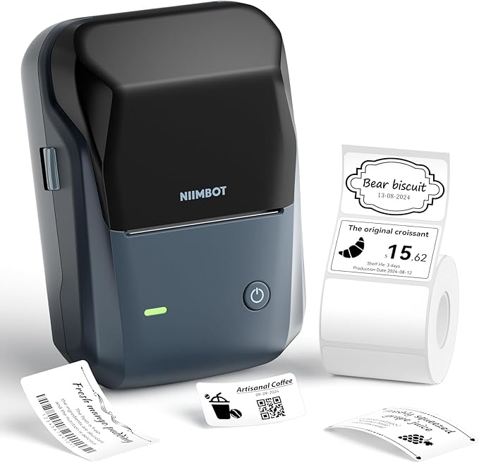 NIIMBOT B1 Label Maker with Tapes, 2 Inch Portable Thermal Label Printer for Home School Office Small Business, Address, Bakery, Crafts, Retail, Support Smartphones & PC，Dark Blue