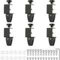PATIKIL 6 Pcs 1/8" to 1/2" Adjustable Desk Divider Partition Clips, Aluminum Sneeze Guard Support Clamps Desktop Divider Clips for Offices Stores, Counter Privacy Panel,Black