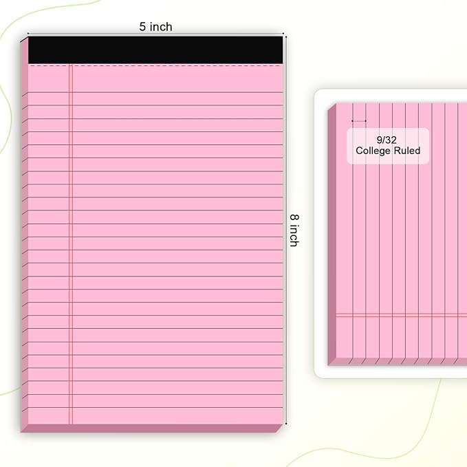AILZFEI 12pcs Small Legal Pads 5x8 Colored Note Pads Paper College Ruled Notepad Clear Print Writing Pads 5 x 8 Legal Pads Perforated Narrow Ruled Pads of Paper (Multicolor)