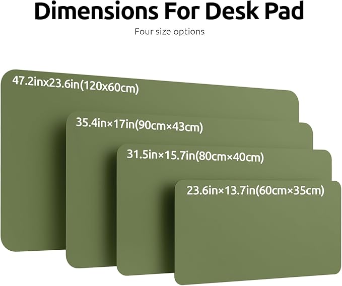 YSAGi Leather Desk Protector, Office Mat, Large Mouse Mat, Non-Slip PU Leather Blotter, Laptop Pad, Waterproof Writing Pad for Office and Home (Green, 35.4" x 17")