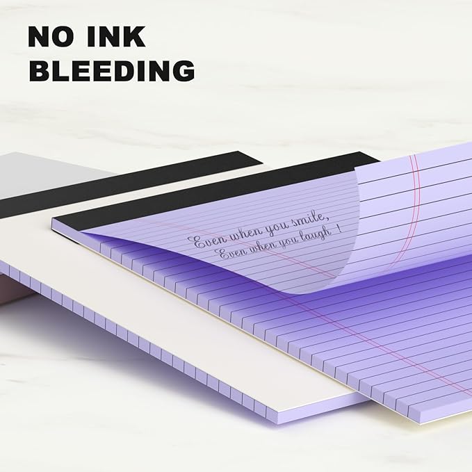AILZFEI Colored Legal Pads 8.5 x 11 Wide Ruled, Note Pads Sturdy Back Writing Pads 30 Sheets/Pad, 20lb Colored Paper, Perforated Notepad with Sturdy Back (6 Pads)