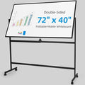 VOWNER Double-Sided Magnetic Whiteboard, 72" x 40" Large Mobile Dry Erase Board, Reversible Rolling White Board with Aluminum Frame & Stand, for Home Office, Classroom, School, Black
