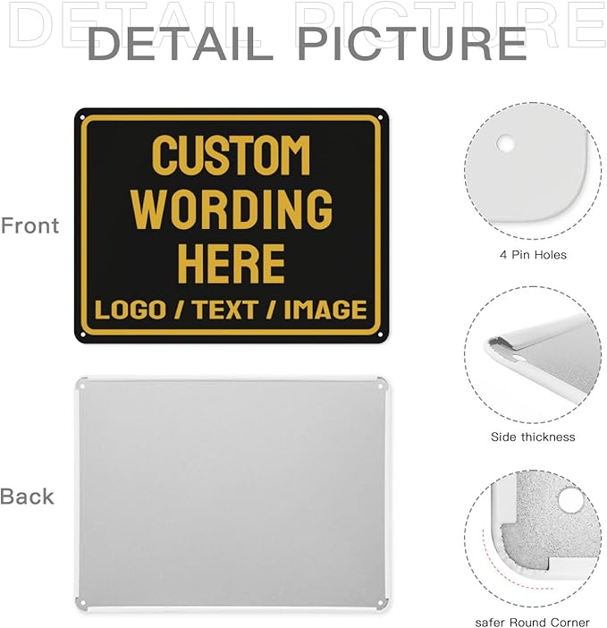 Custom Sign Bulk Personalized Metal Signs For Outdoor Indoor Business Home Store Office Yard Street Lawn Make Your Own Customized Signs With Your Logo Text Photo, 12x16inch