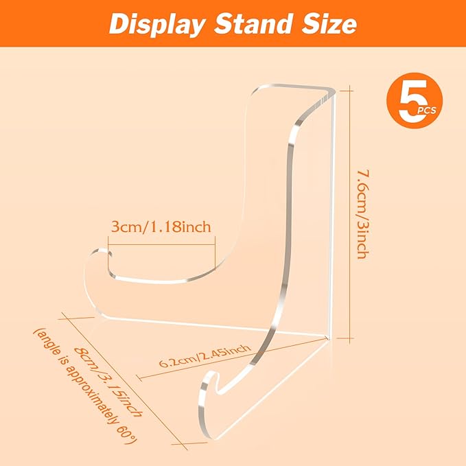 Dooiclear 5 Pack Acrylic Display Stand, Plate Stand for Display, Clear Easel Stand, Display Holder for Card, Frame, Picture, Magazine, Book, CD, Phone (Small/ 3 Inch)