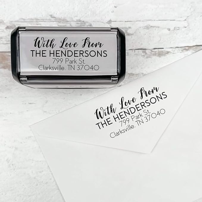 Self Inking Modern Address Stamps | Custom Return Address Stamper (with Love from, Xtra Large)