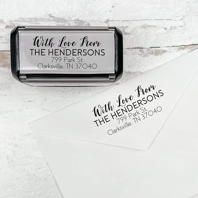 Self Inking Modern Address Stamps | Custom Return Address Stamper (with Love from, Medium)