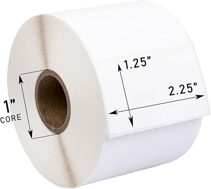 HOUSELABELS 2.25" x 1.25" Address Labels on 1" Core in Polypropylene Compatible with Zebra and Rollo Printers, 4 Rolls / 1,000 Labels per Roll