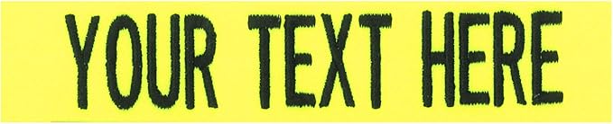 Custom Uniform Name Tapes Solid Colors. Neon Yellow Fabric, 5 Inch Hook Fastener (Uniform Ready Fastener)