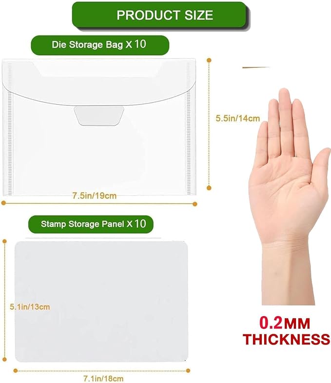 BROTOSPAC 24 PCS Clear Stamps Storage Panels,Resealable Die Cut Storage Bag, White Plastic Stamps Organizer Panels, Clear Stamp Organizer Set for Die Cutting and Decorative (24)