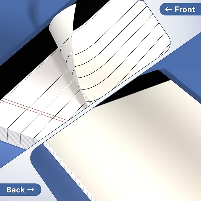 Nichela 5" x 8" Note Pads 4 Pack of Legal Pads 21lb Notepad College Ruled Legal Pad 30 Sheets Perforated Small Writing Pads Double-Side Printed Pad of Paper for School, College, Office