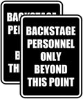 Portrait Round Backstage Personnel Only Beyond This Point Door or Wall Sign Easy Installation | Music | Concert | Festivals Sign (Black) - Small (2 Pack)