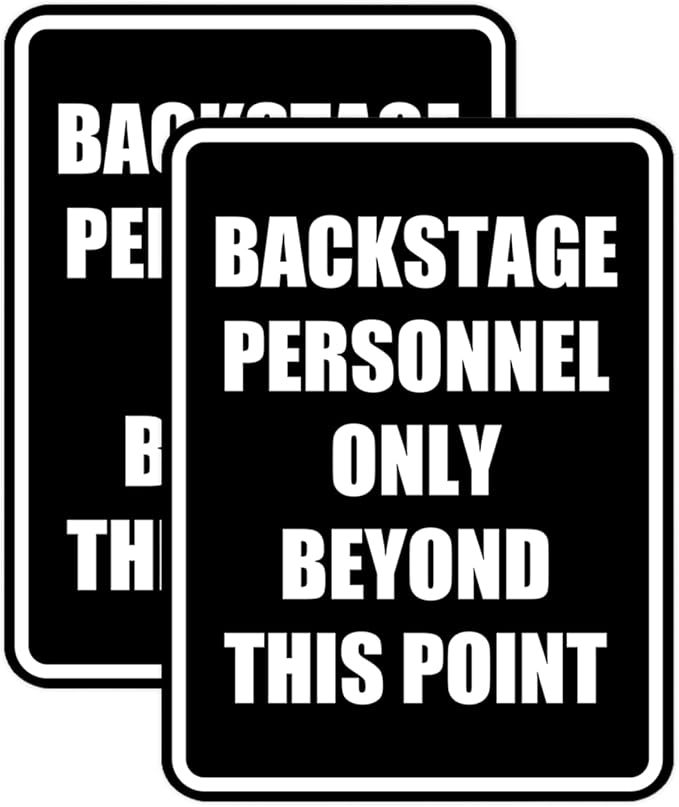 Portrait Round Backstage Personnel Only Beyond This Point Door or Wall Sign Easy Installation | Music | Concert | Festivals Sign (Black) - Medium (2 Pack)