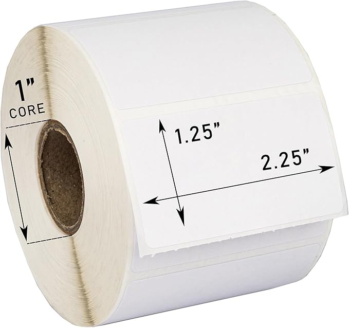 HOUSELABELS 2.25" x 1.25" Address Labels on 1" Core Compatible with Zebra and Rollo Printers, 6 Rolls / 1,000 Labels per Roll