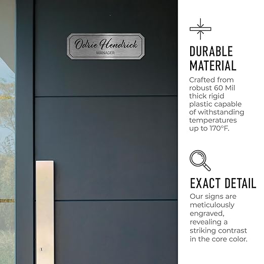 Custom Wall or Door Sign, Personalized Notched Plaque Engraved Message for Bussiness, Property and Home Indoor/Outdoor, 2x6 Inches, Made in USA by Sigo Signs