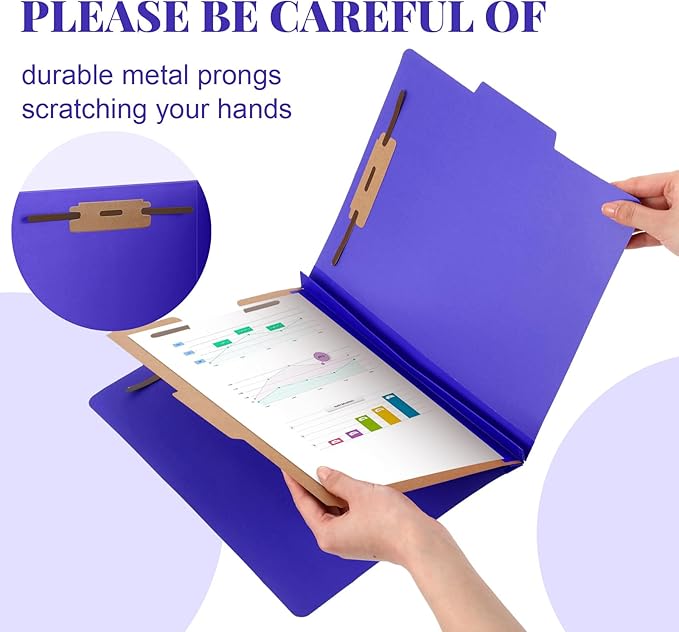 Skyygemm 24 Pcs Classification Folders Letter Size, 1 Divider Pressboard File Folder with Fasteners, Expanding File Organizer Bulk for School Teachers, Office Employee, Coworker, Staff (Purple)