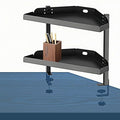 Yuxh Clamp On Desk Corner Shelf 2 Tier Cilp Under Table Corner Organizer, Black-M, 16 inch
