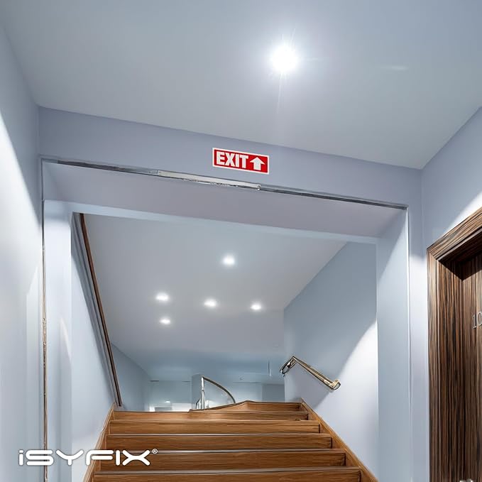 iSYFIX Exit Signs - 12 Pack 12x4 Inch Directional Up Arrow Signs, 40 mil Polystyrene Plastic, UV Laminated, Scratch & Fade Resistant, Waterproof - Ideal for Office, Theater, School, Business
