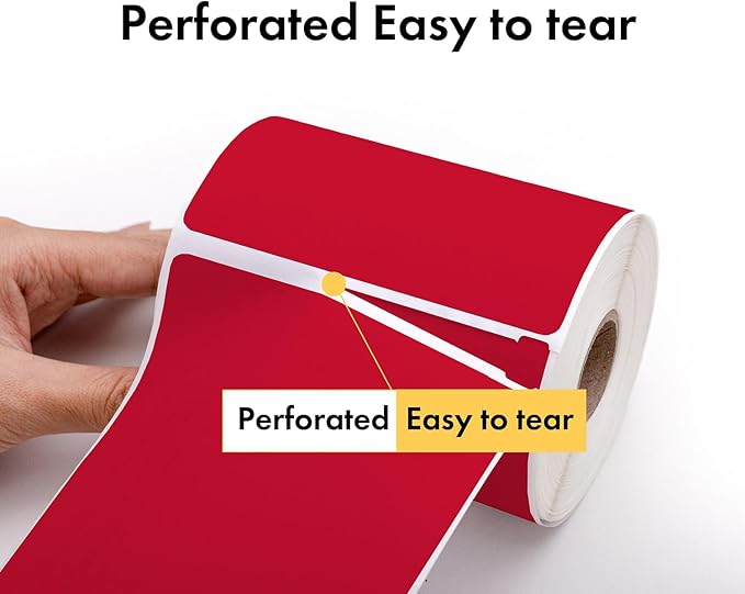 HOUSELABELS 4" x 6" Red Shipping Labels on 1" Core Compatible with Zebra and Rollo Printers, 15 Rolls / 250 Labels per Roll