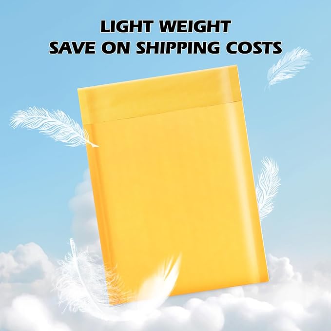 Ctarsthome 52Pack Yellow 3.5x5inch Kraft Bubble Mailers Small Business Mailing Packages Self-Sealing Paper Envelopes, Mailer Shipping Padded Envelopes with Strong Adhesion for Jewelry Makeup Supplies