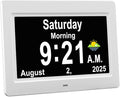 SSYA Dementia Clocks with Day and Date for Seniors,13 Alarms Custom Reminders, Extra Large Digital Calendar Clock for Elderly. (White)