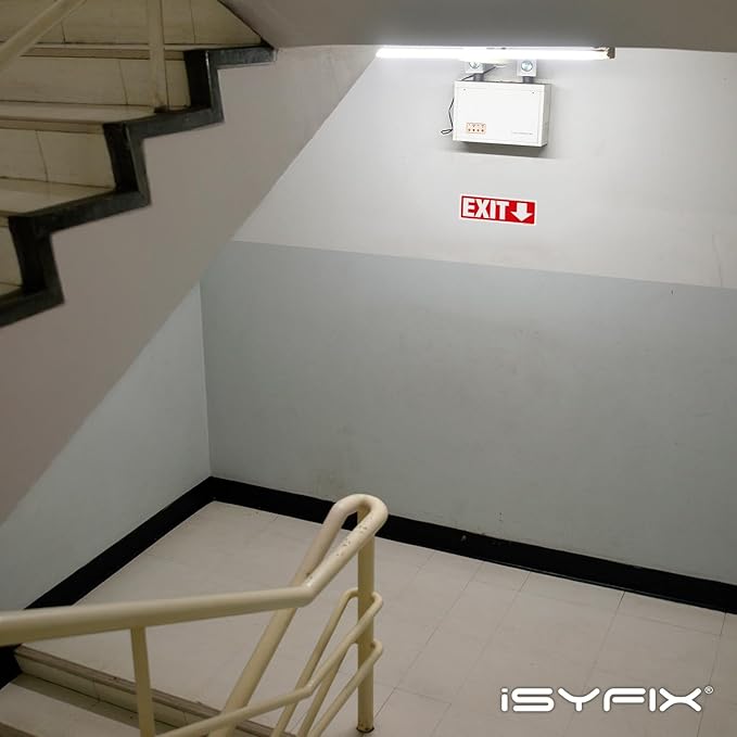 iSYFIX Exit Signs Stickers 2 Pack 12x4 Inch - Laminated Premium Vinyl Directional Down Arrow Signs for Buildings, Office, Workplace, Stores, Schools, Theaters, Parking, Restaurants, Factories