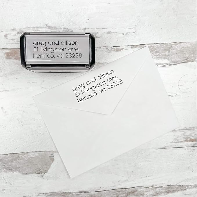 Self Inking Modern Address Stamps | Custom Return Address Stamper (Minimalist Left, Medium)