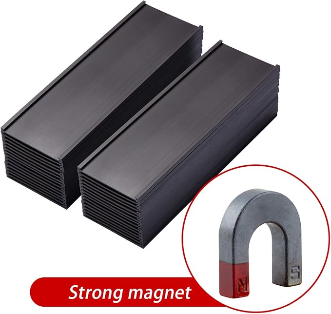 Eeoyu Magnetic Label Holders with Magnets Magnetic Data Card Holders with Clear Plastic Protectors for Metal Shelf, Whiteboard, Set of 30 (2 x 5.5 Inch)