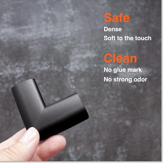 Roving Cove Slim-Fit Corner Edge Protector for Baby Proofing (Small 15ft Edge 4 Corners), Furniture Safety Bumper Guard, Soft NBR Rubber Foam, 3M Adhesive, Onyx Black