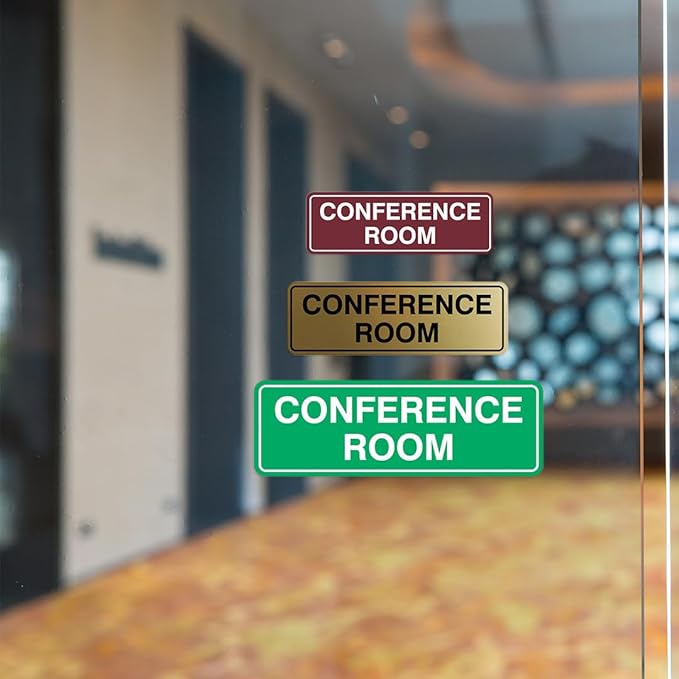 Standard Conference Room Sign - Black/Silver - Small 5 Pack
